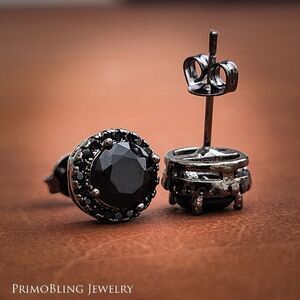 Black iced out stud earrings